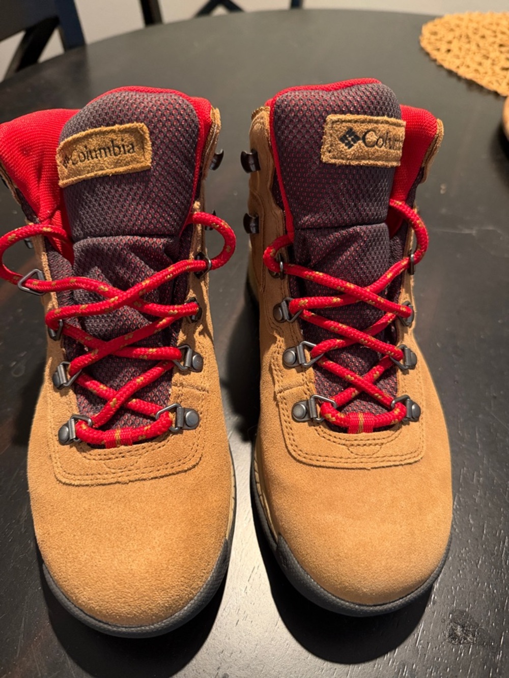 Columbia Women’s Tan and Red Suede Hiking Boots